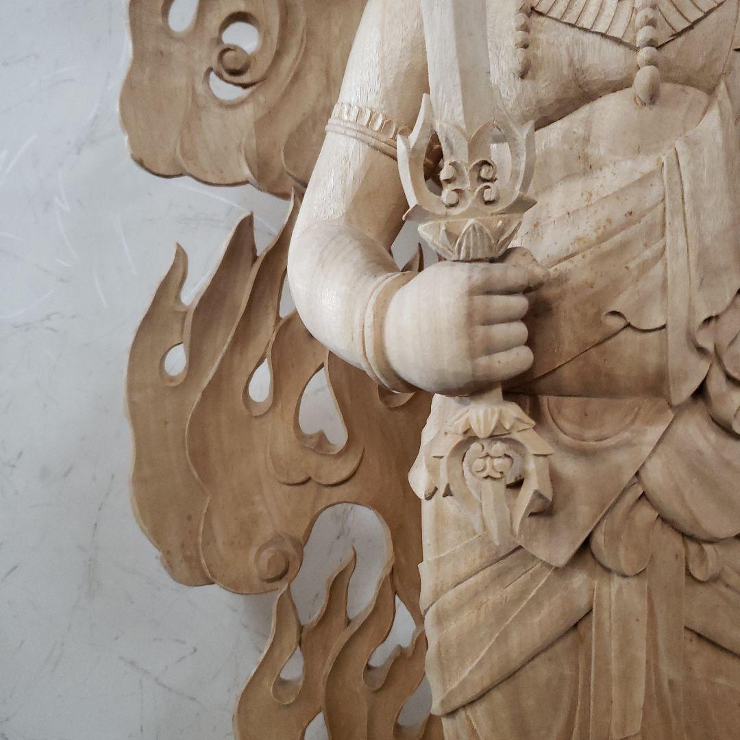 Ｂフライデー　極上魔除け仏像★楠材 不動明王立像二尺立★ 約117cm