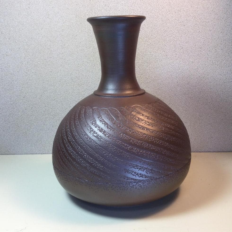 陶芸　手作り陶器　壷　線文