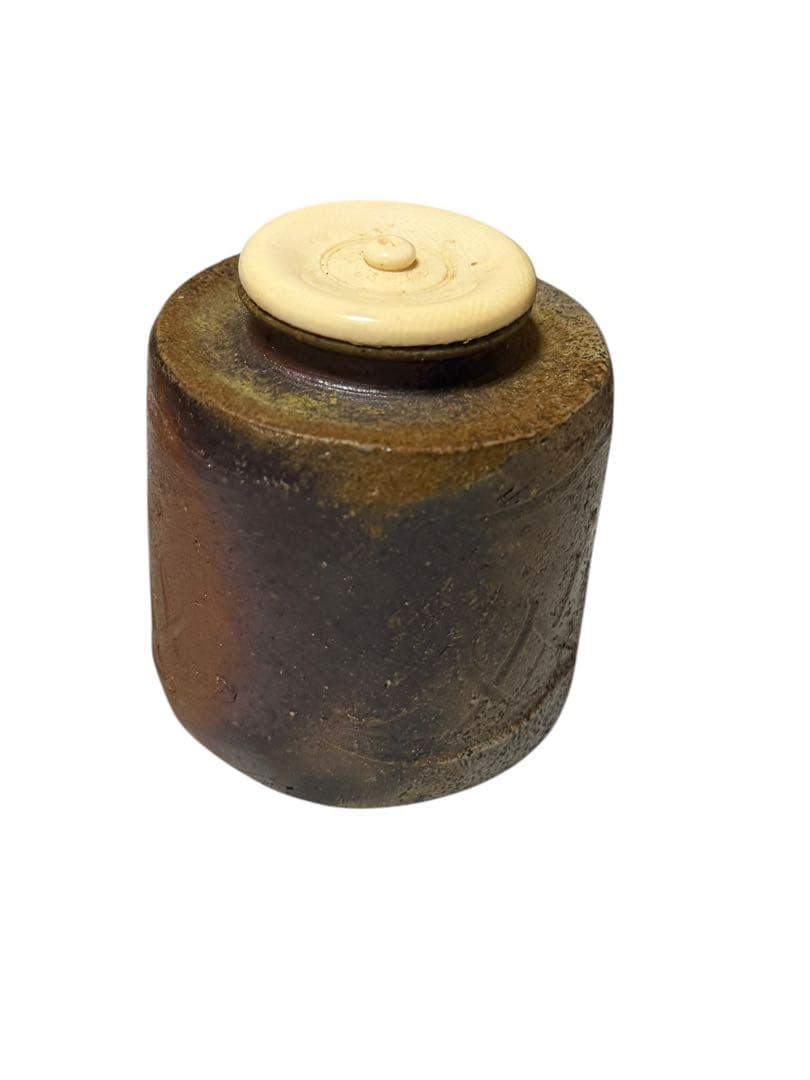 「備前 肩衝 茶入」　正絹の茶入仕覆　桐箱入り