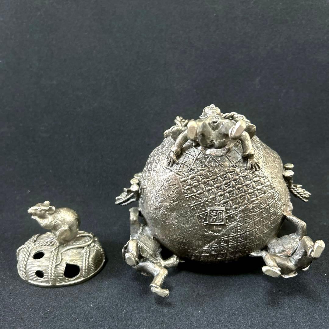 ・伝統工芸　高岡銅器　洋銀　香炉　須賀月芳　砂金袋　置物　インテリア　香道具