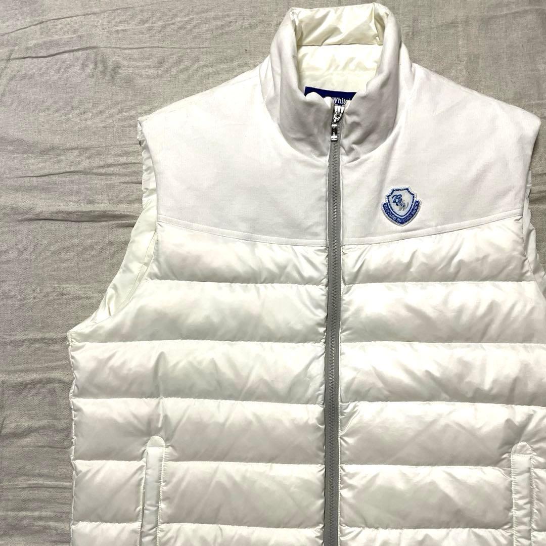 ●ブラックアンドホワイト●フルジップダウンベスト LL 白系 ゴルフ ホワイト
