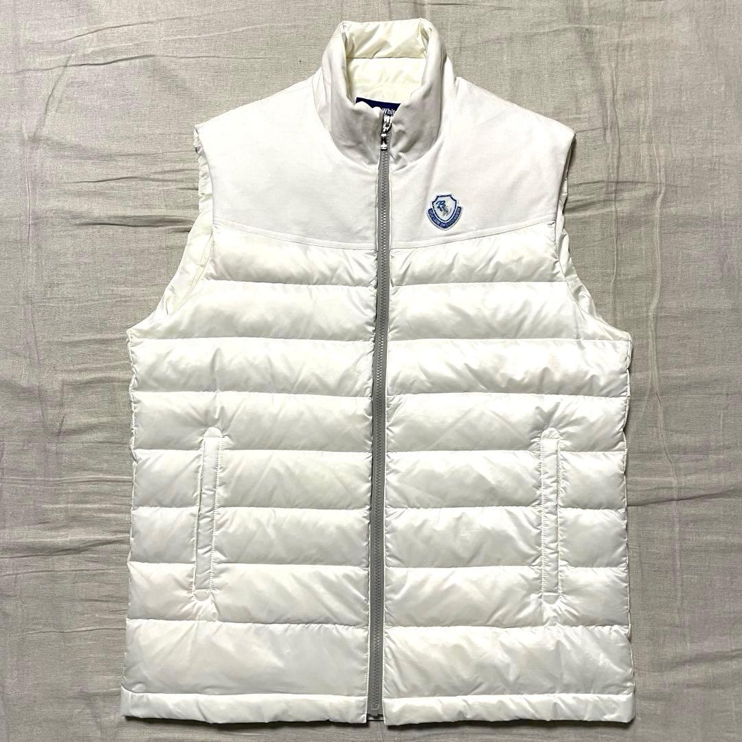 ●ブラックアンドホワイト●フルジップダウンベスト LL 白系 ゴルフ ホワイト