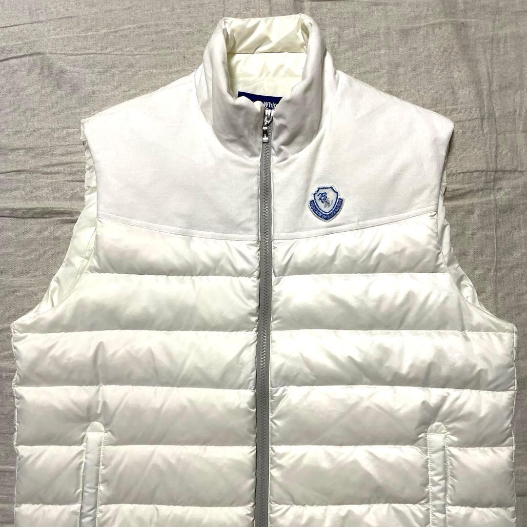 ●ブラックアンドホワイト●フルジップダウンベスト LL 白系 ゴルフ ホワイト