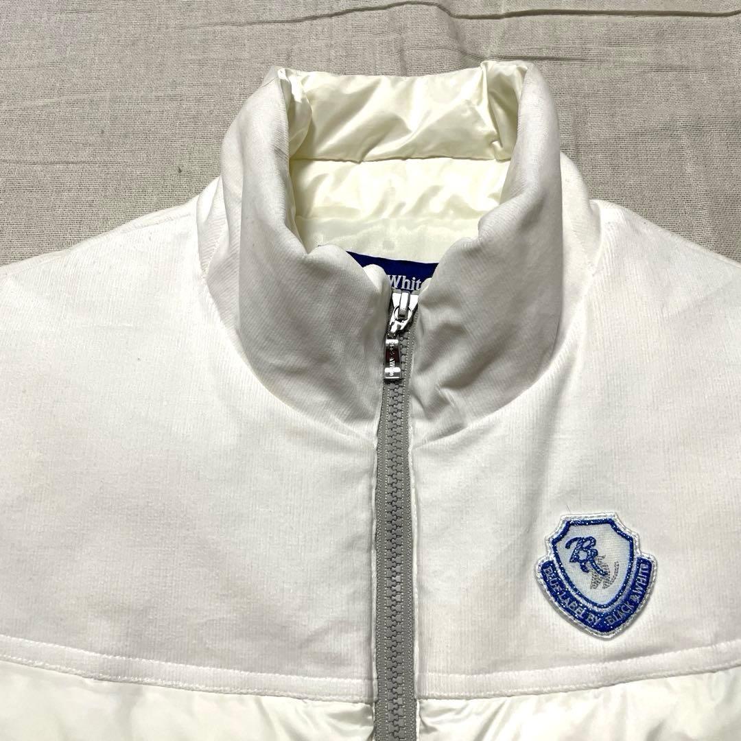 ●ブラックアンドホワイト●フルジップダウンベスト LL 白系 ゴルフ ホワイト