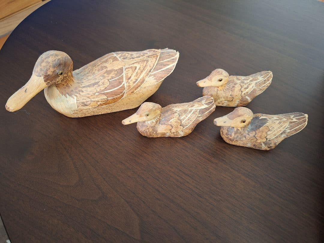 竹細工　親カモとヒナのセット