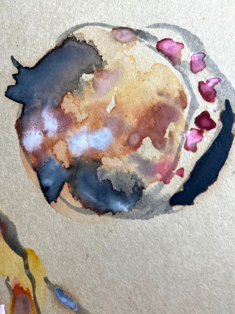 レア　水彩画 鬼頭鍋三郎 柘榴　直筆サイン　肉筆　希少　日本画　古美術