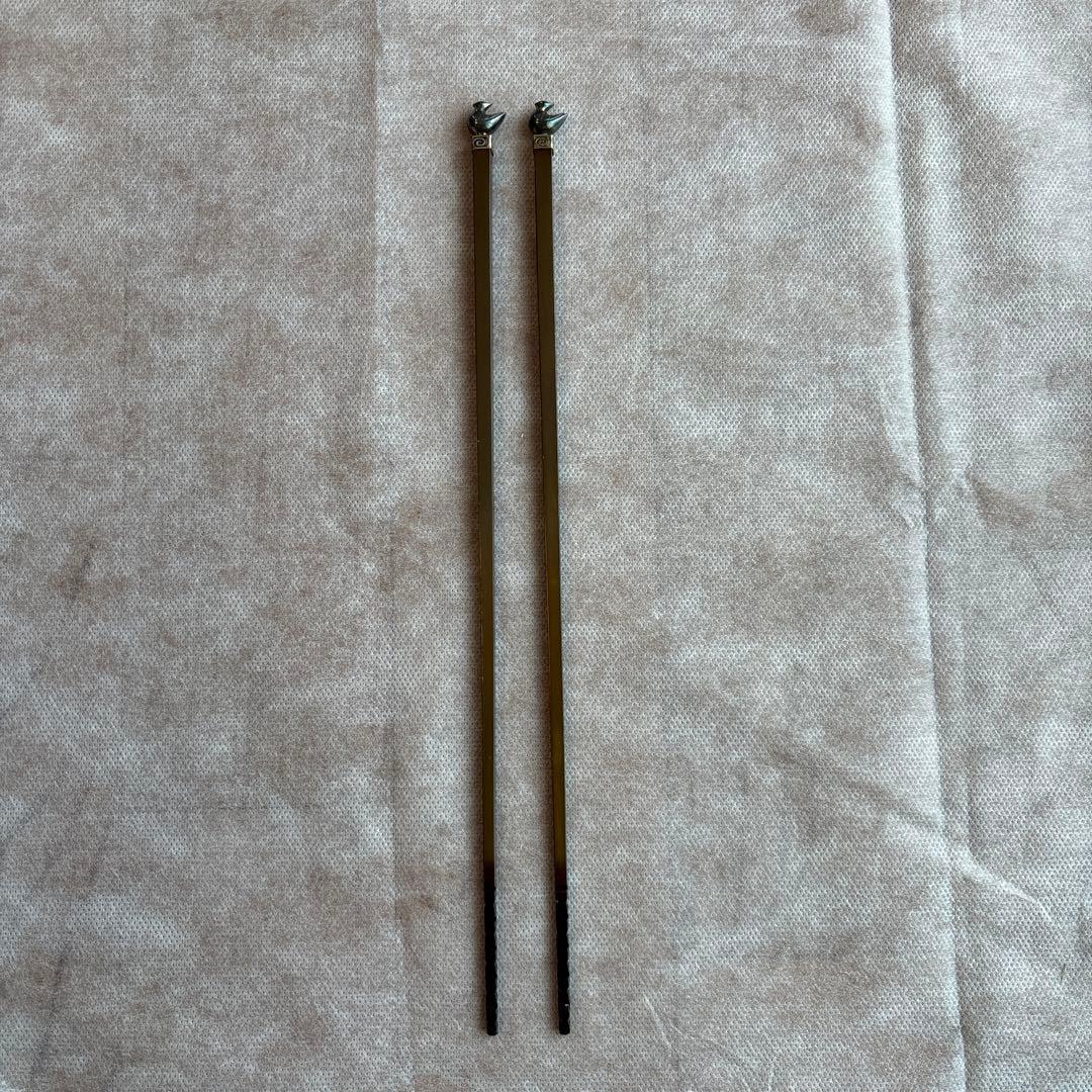 南鐐鳥頭真鍮　火箸　十三代　金谷五良三郎　茶道具