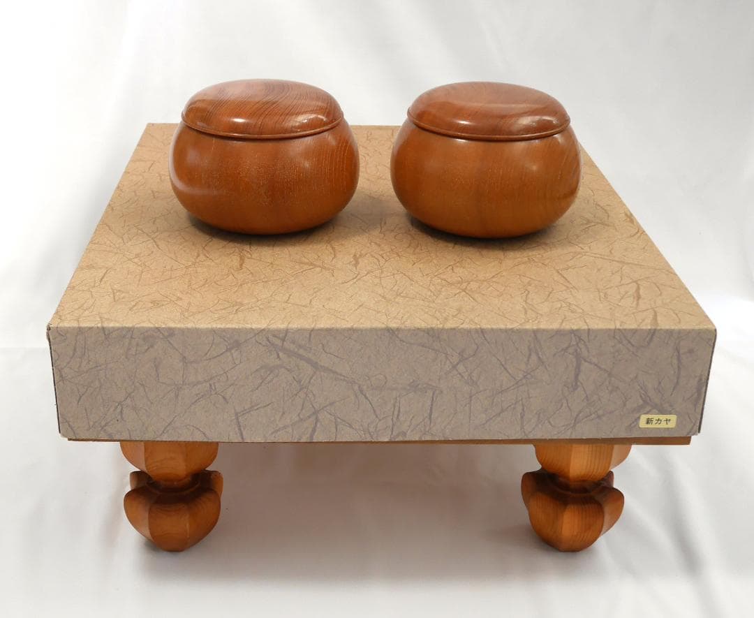 【2回使用】碁盤脚付 30号 19路盤 碁笥・碁石付き 新かや材製