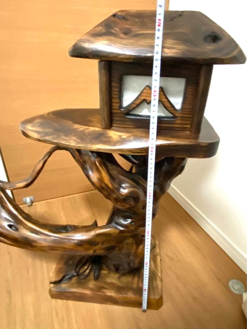 高級木製 燈籠 玉杢 木製燈籠 電球動作確認済み