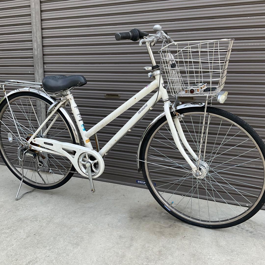 【前橋市内引渡】ママチャリ 27インチ自転車 6段変速/カゴ/鍵/オートライト付