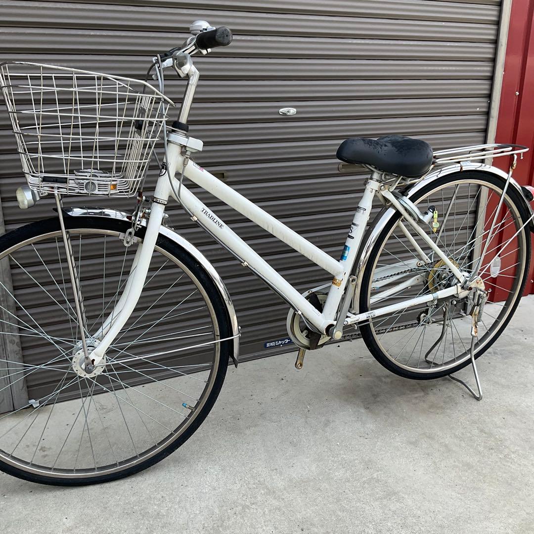 【前橋市内引渡】ママチャリ 27インチ自転車 6段変速/カゴ/鍵/オートライト付