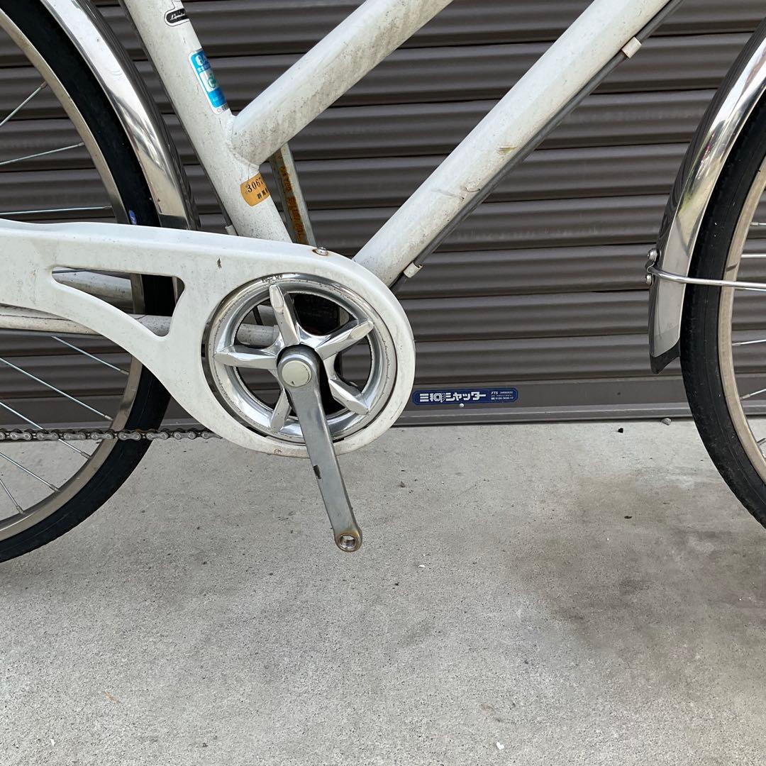 【前橋市内引渡】ママチャリ 27インチ自転車 6段変速/カゴ/鍵/オートライト付