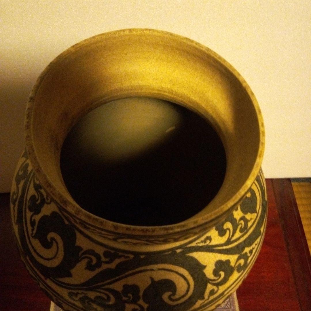 南海古陶器　スコータイ鉄絵　カロン壺　花瓶