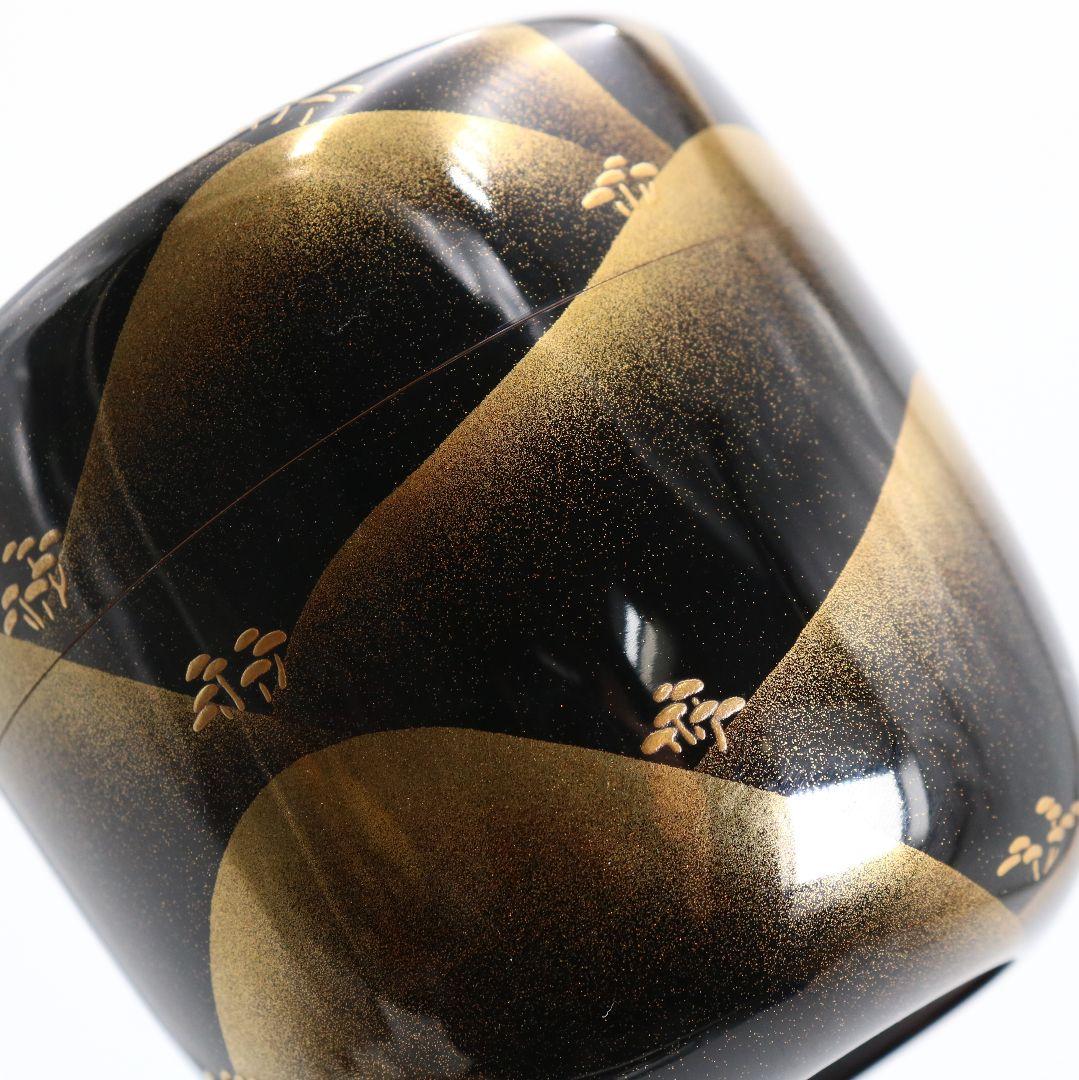 紫香(谷内一則)作 遠山松蒔絵 大棗 茶道具 共箱共布　V941　N8