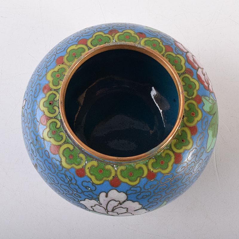 中国　古七宝琺瑯彩　花文　蓋爐　香炉　煎茶碗　3点まとめて　V　R8616