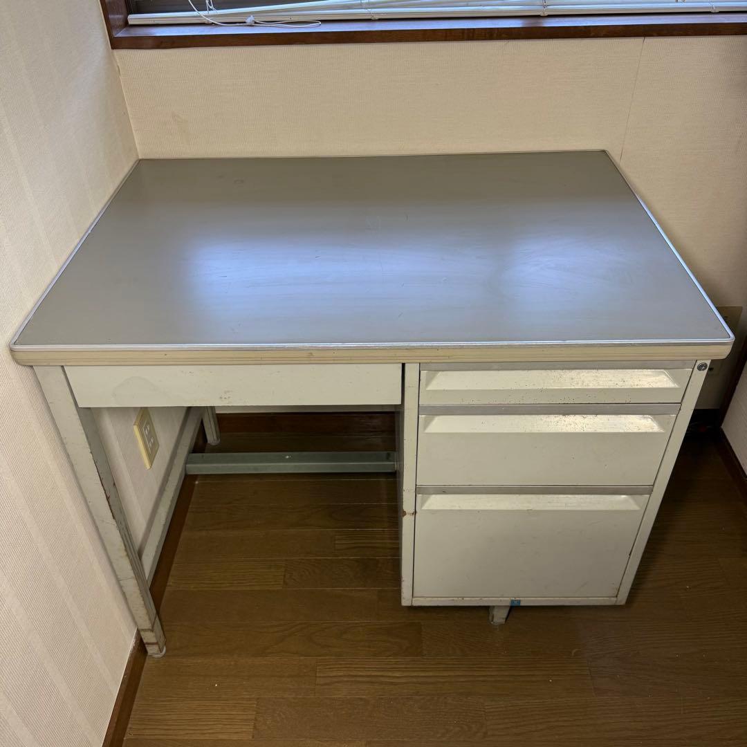 UCHIDA オフィスデスク 事務机 机 グレー レトロ 昭和レトロ