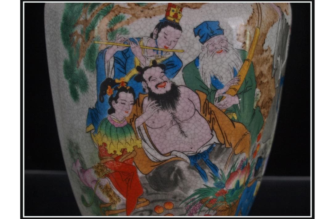 中国 清時代　在銘手描き花瓶 美術品　激安骨董品 DE982B12-5