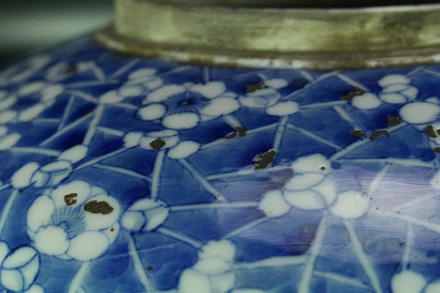 茶道具 茶壺 古 唐物 梅花氷裂紋 壷 32.5cm在銘 瀬戸壷(K-A397)