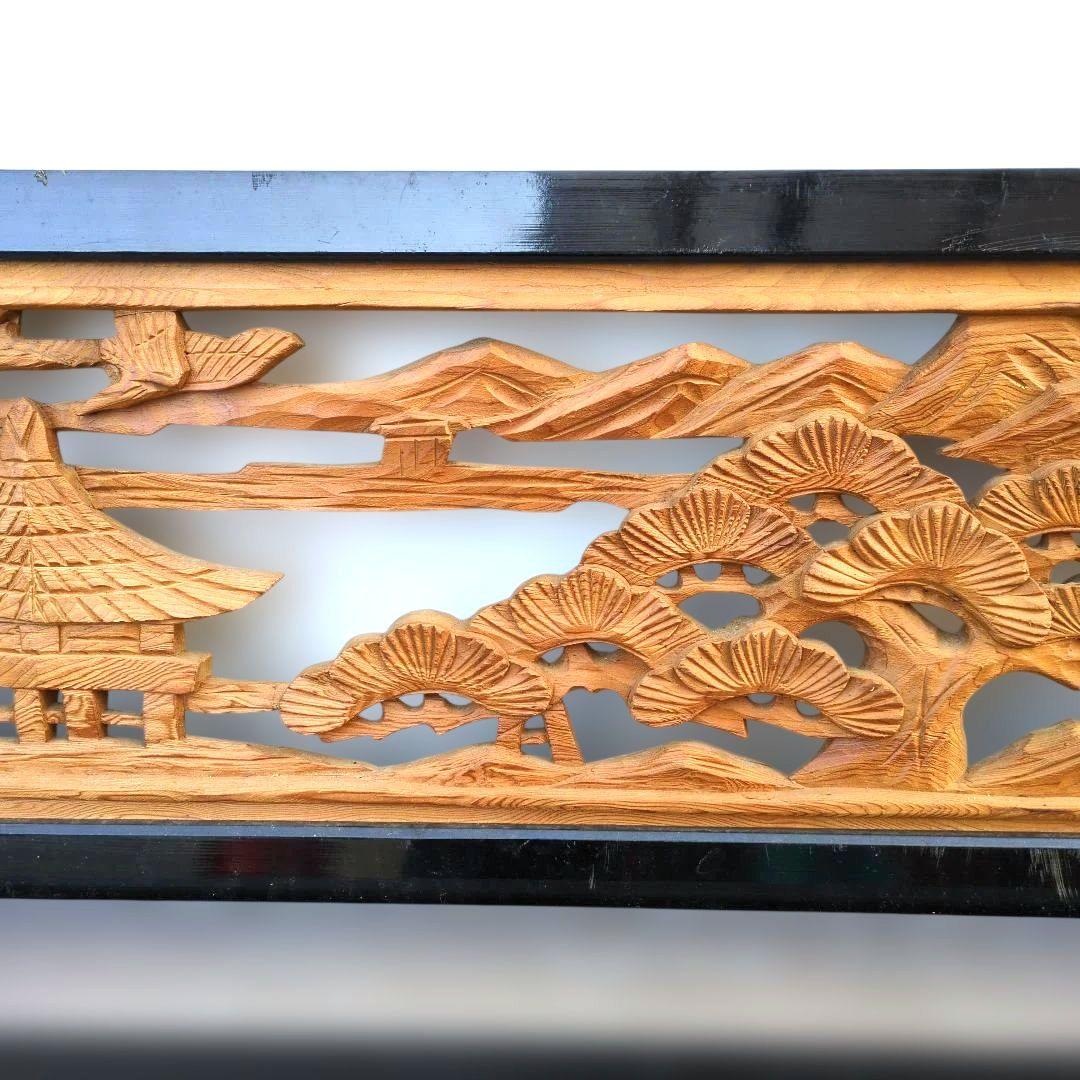 和室欄間 天然杉 特選彫刻 2枚セット