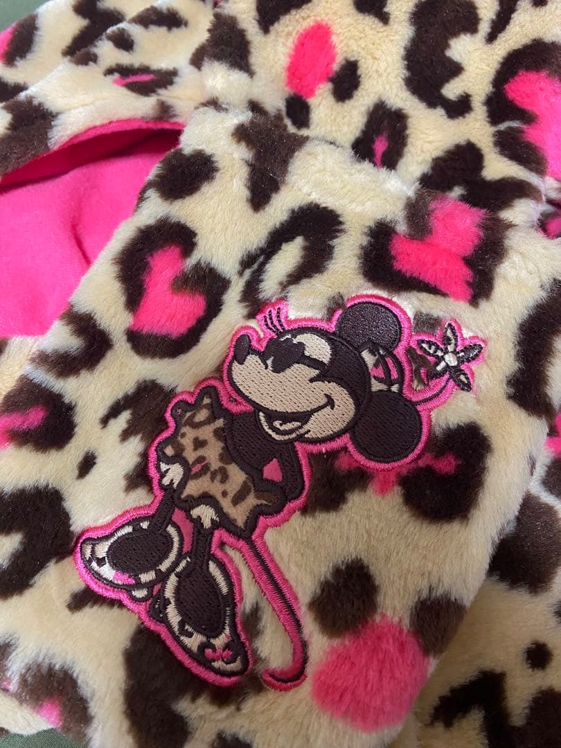 ミニーマウスマフラー　ヒョウ柄帽子