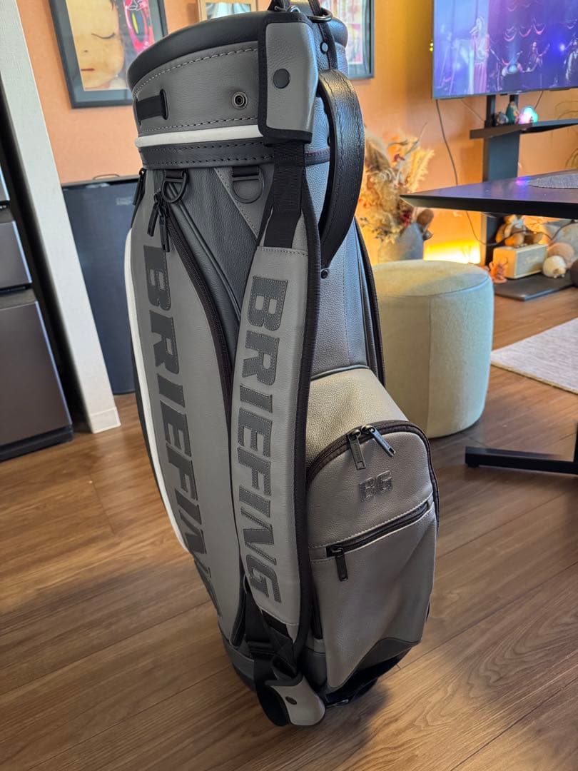 BRIEFING キャディバッグ レザー グレー