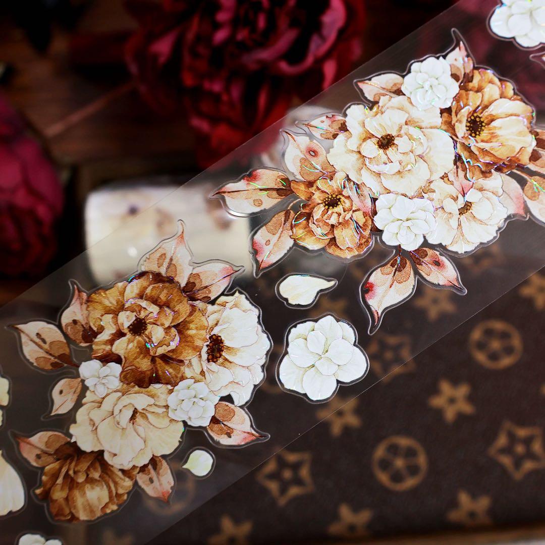 繁花文创《霜红棕染》海外マスキングテープ　マステ 【2663】