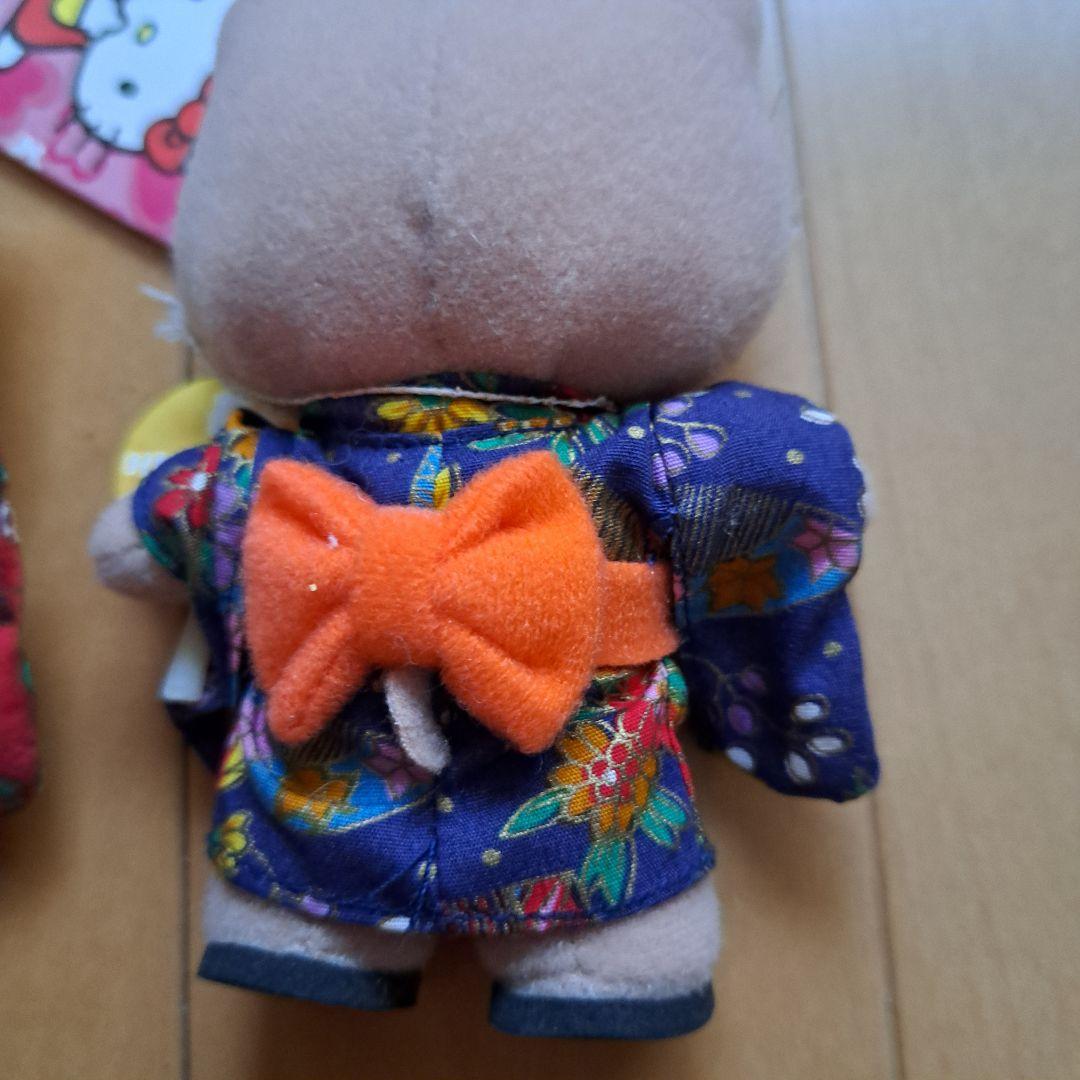 当時物　日焼けキティ　白キティ　ハイビスカス　浴衣　ぬいぐるみマスコット