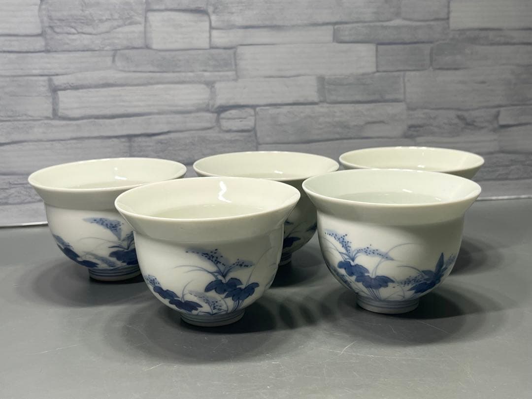 江戸後期　鍋島　染付　向付　5客