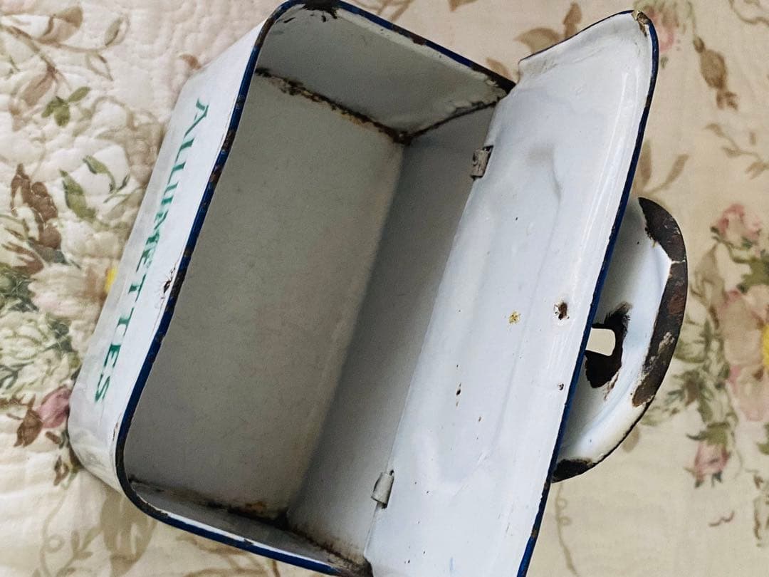 ＊フランスアンティーク＊ホーロー＊JAPY＊薔薇とパンジー＊アリュメット缶＊