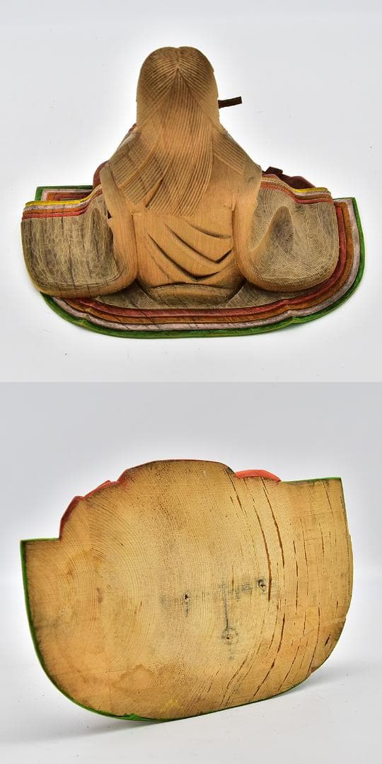 井波彫刻 仏師 砂田清定作 木彫 色絵彩色細密 竹取物語 高さ24cm かぐや姫