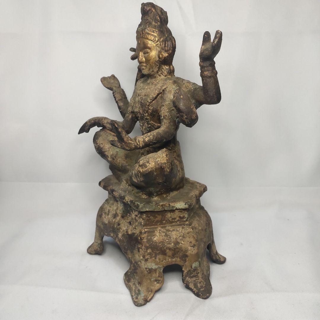 仏教美術 阿修羅坐像 鉄製仏像 チベット密教 旧家蔵出 アンティーク 風水グッズ