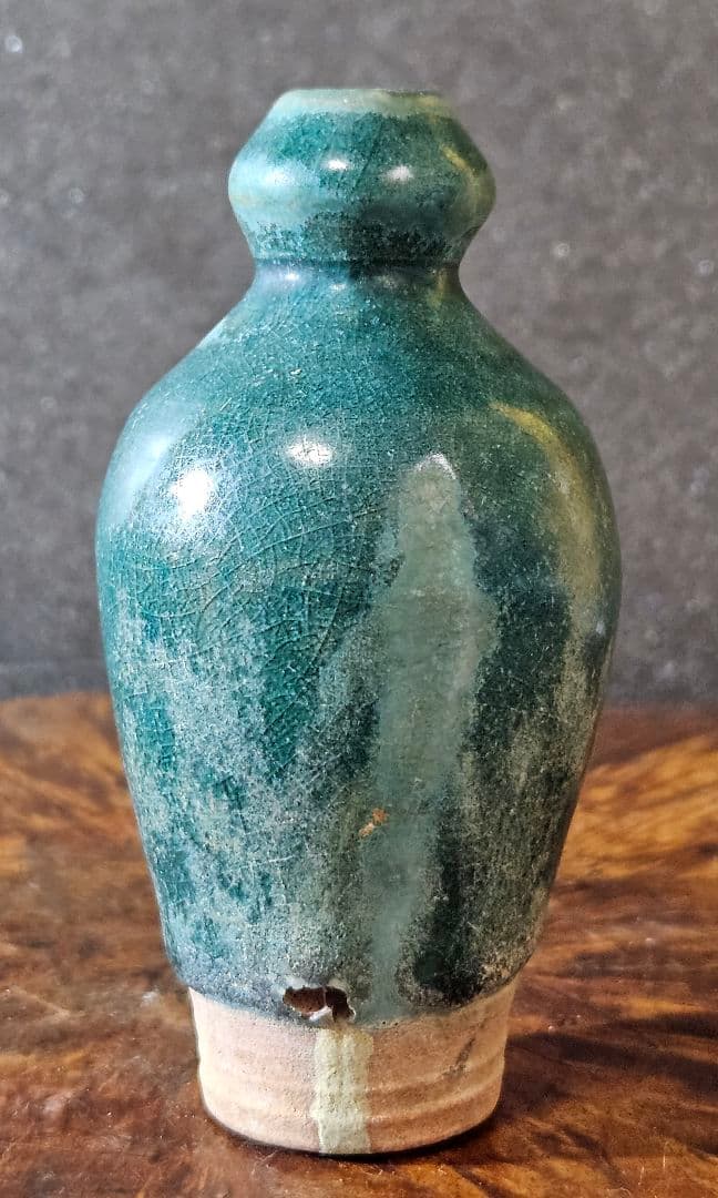 中国古美術　中国古陶磁器　中国古玩　南宋～明朝明代　緑釉　瓢形　小壺　鼻煙壺