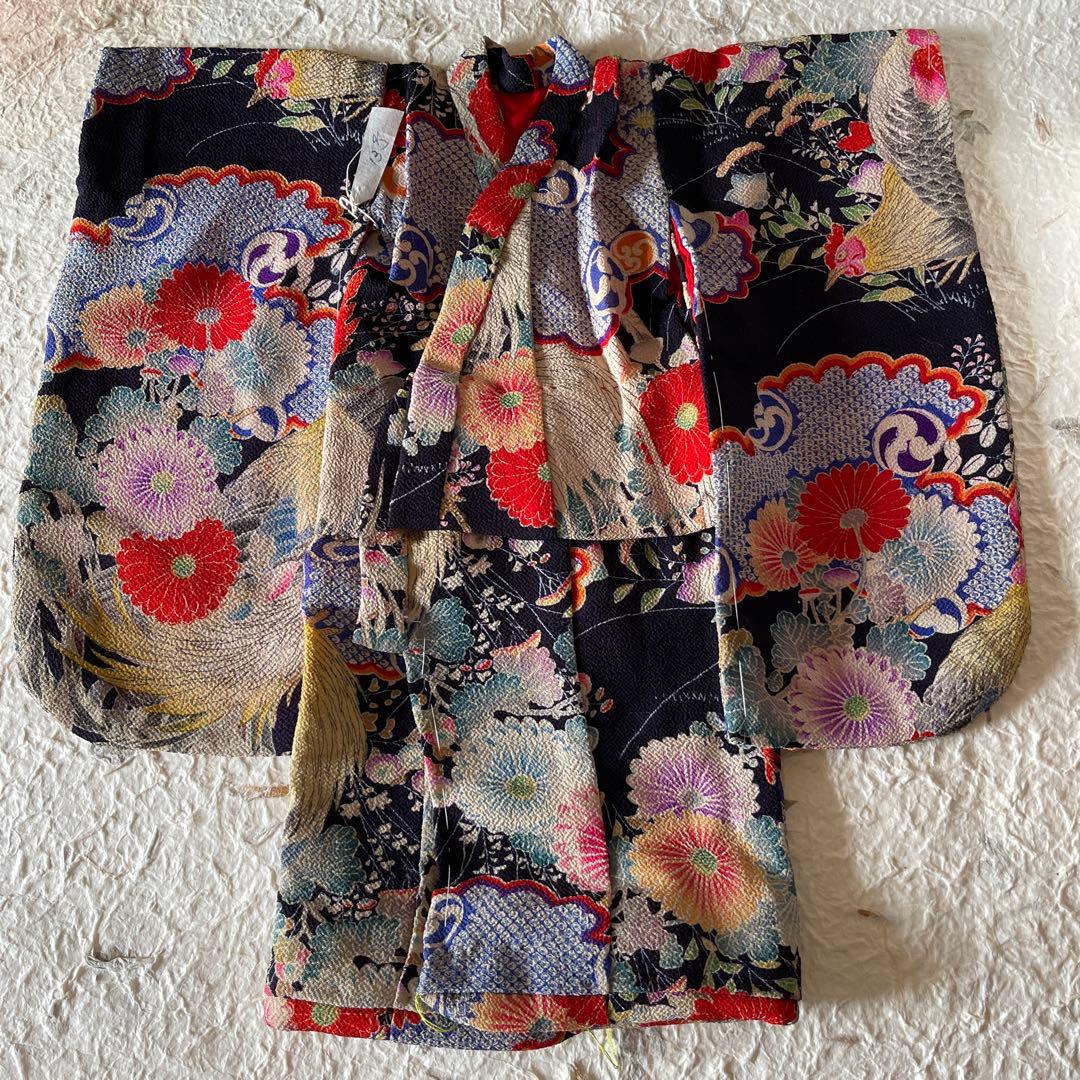 市松人形の着物　13号　古布　江戸縮緬　希少生地　2612201