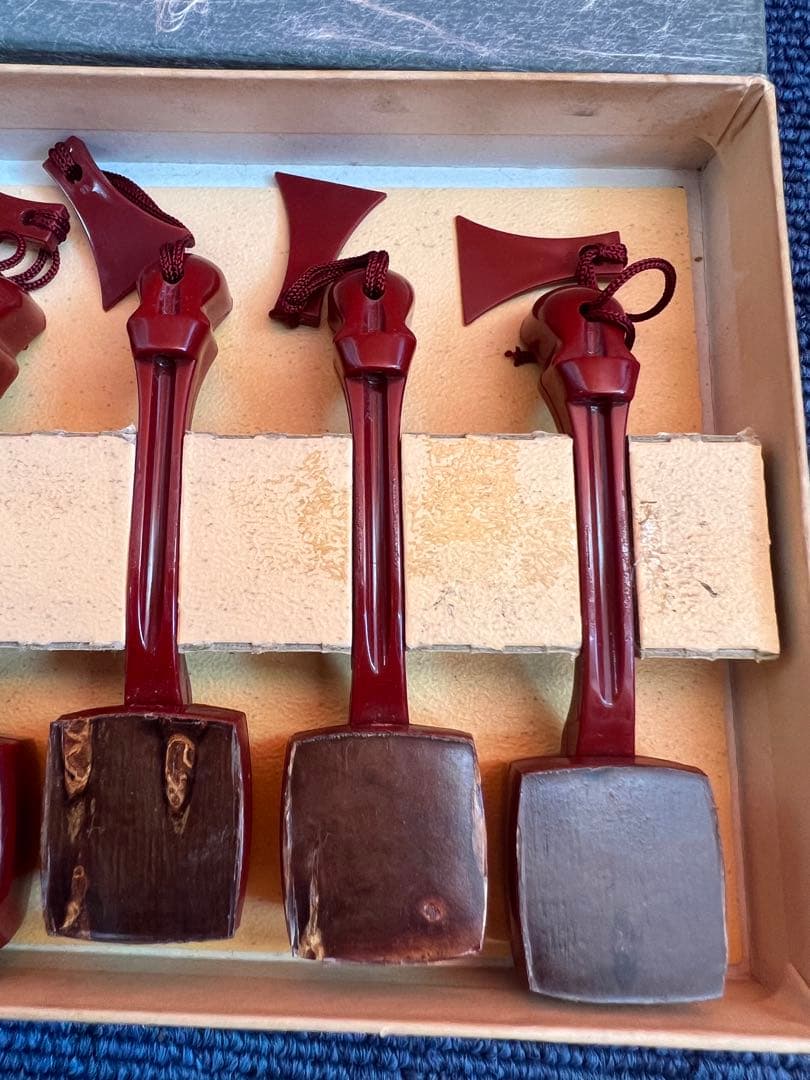 1250 桜皮細工　三味線箸置　5客　伝統工芸品　未使用