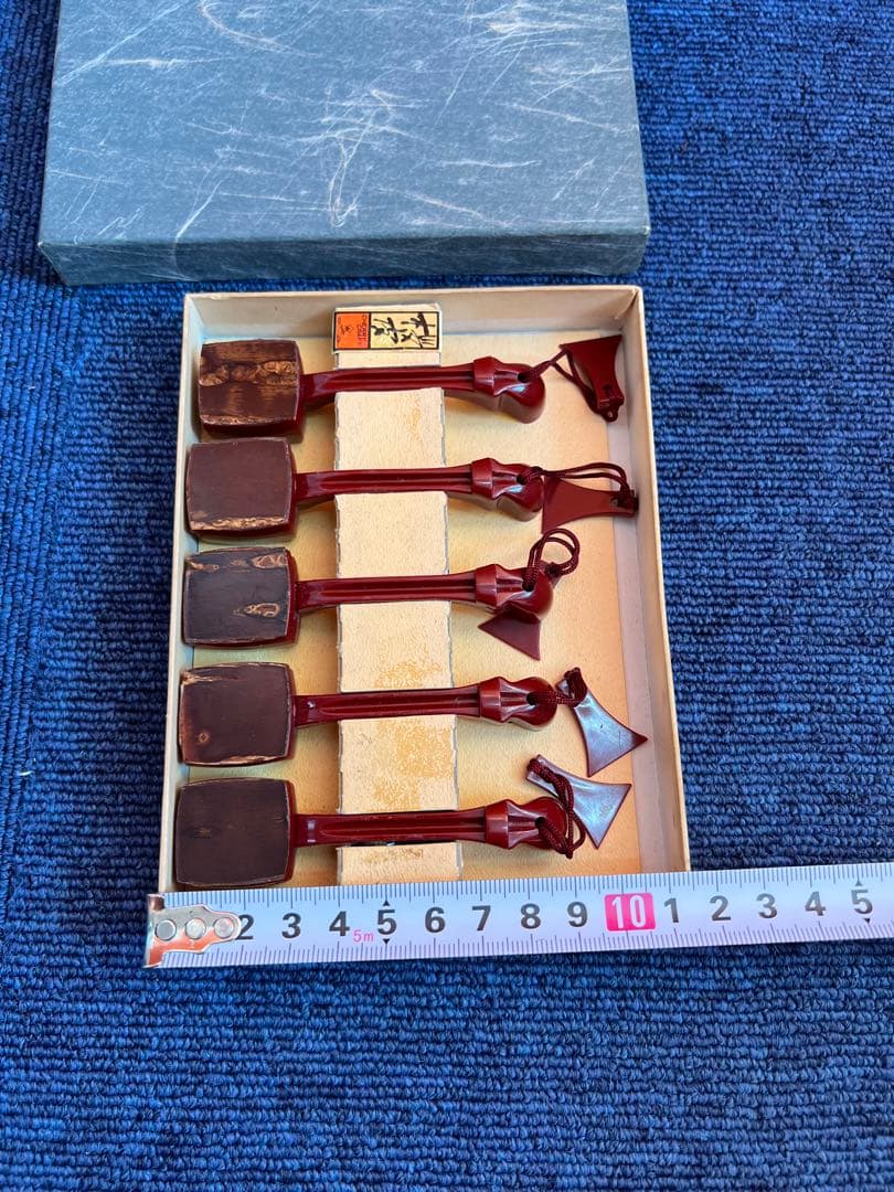 1250 桜皮細工　三味線箸置　5客　伝統工芸品　未使用