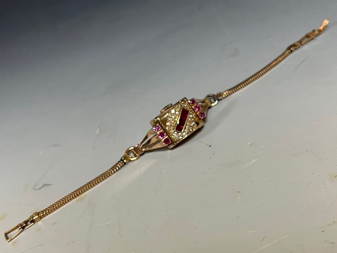 アンティークレディースウォッチ◇カクテルウォッチ◇ルビー　ダイヤ　14K 14金