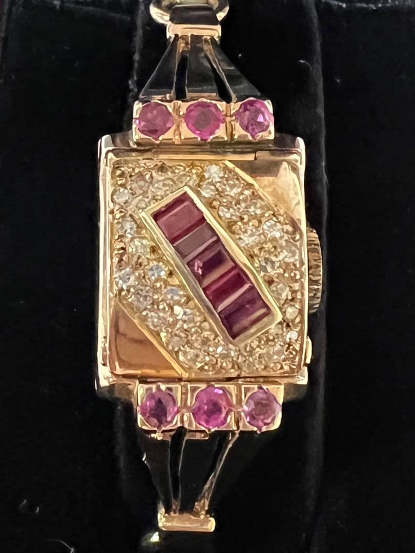 アンティークレディースウォッチ◇カクテルウォッチ◇ルビー　ダイヤ　14K 14金