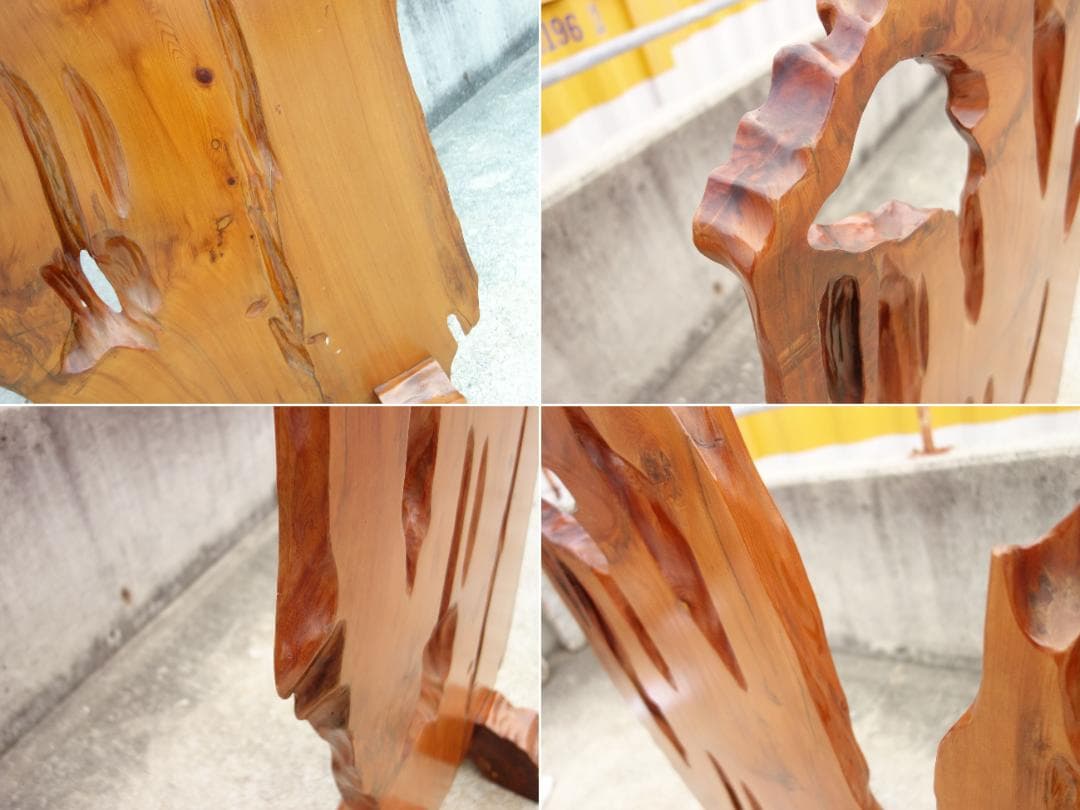 K▼本場屋久杉工芸品 鹿児島 屋久島 銘木 衝立 杢目 総無垢 (38292)