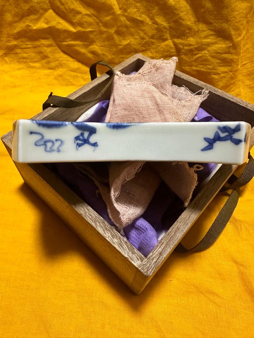 希少品！清風与平 青華磁風字形 硯 二重箱　共箱