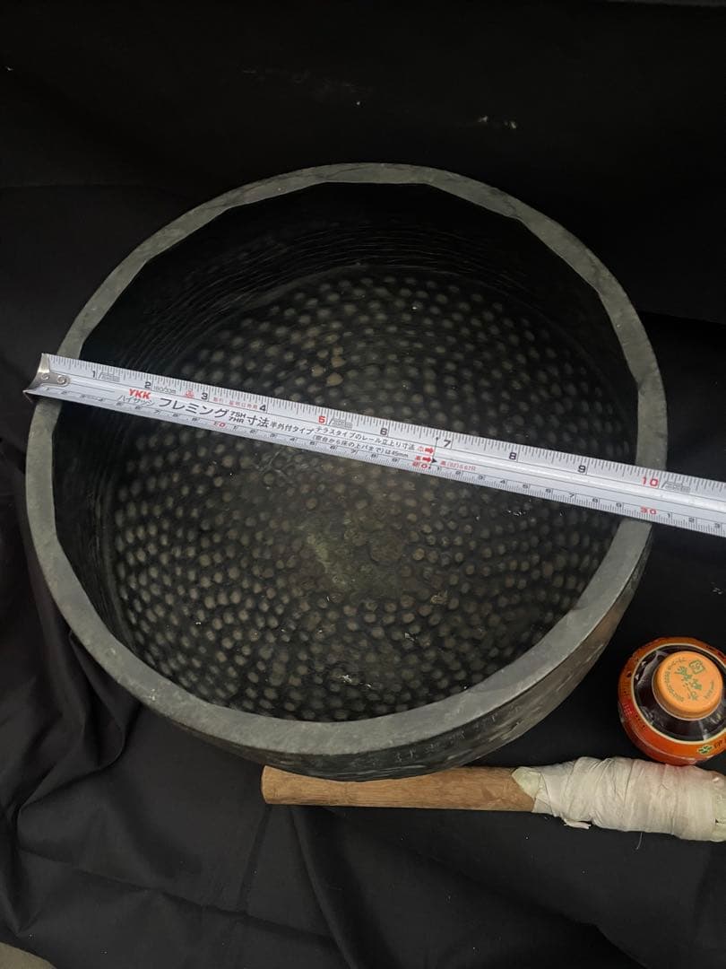 大型　文政12年　寺院用　磬子　おりん　バチ付　 寺院仏具 仏教美術 手打 法器