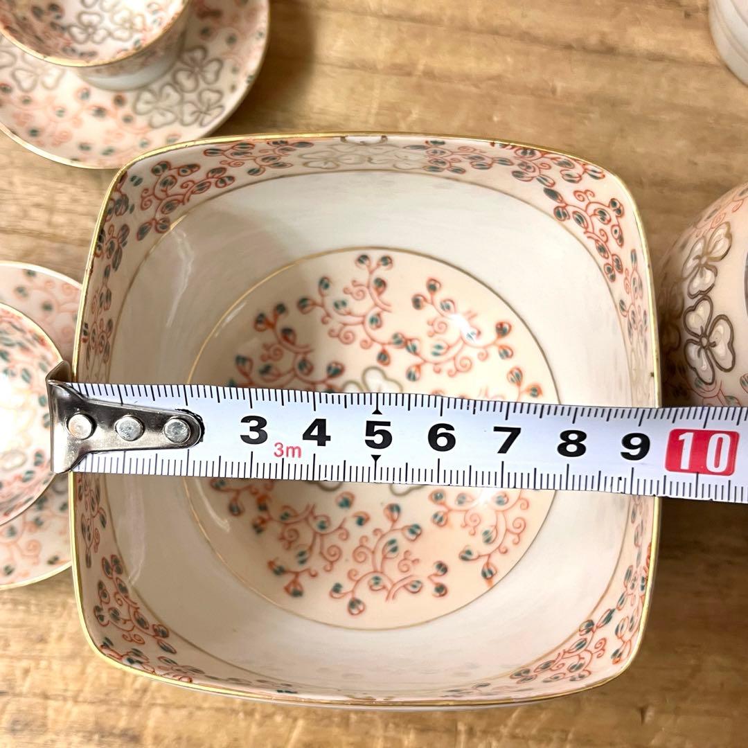 九谷焼 酒器セット 敷き皿付きお猪口 5客 お銚子2個 小鉢 1個 共箱付き