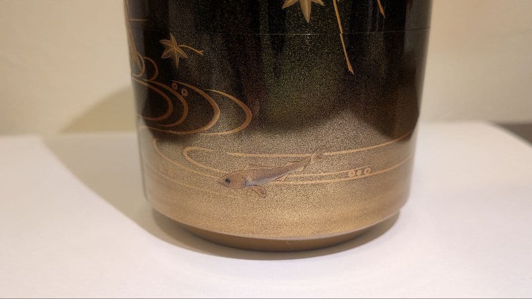 『川蝉蒔絵』吹雪『吉田華正』　輪島塗茶道具　カワセミ翡翠　棗　塗師　共箱共布