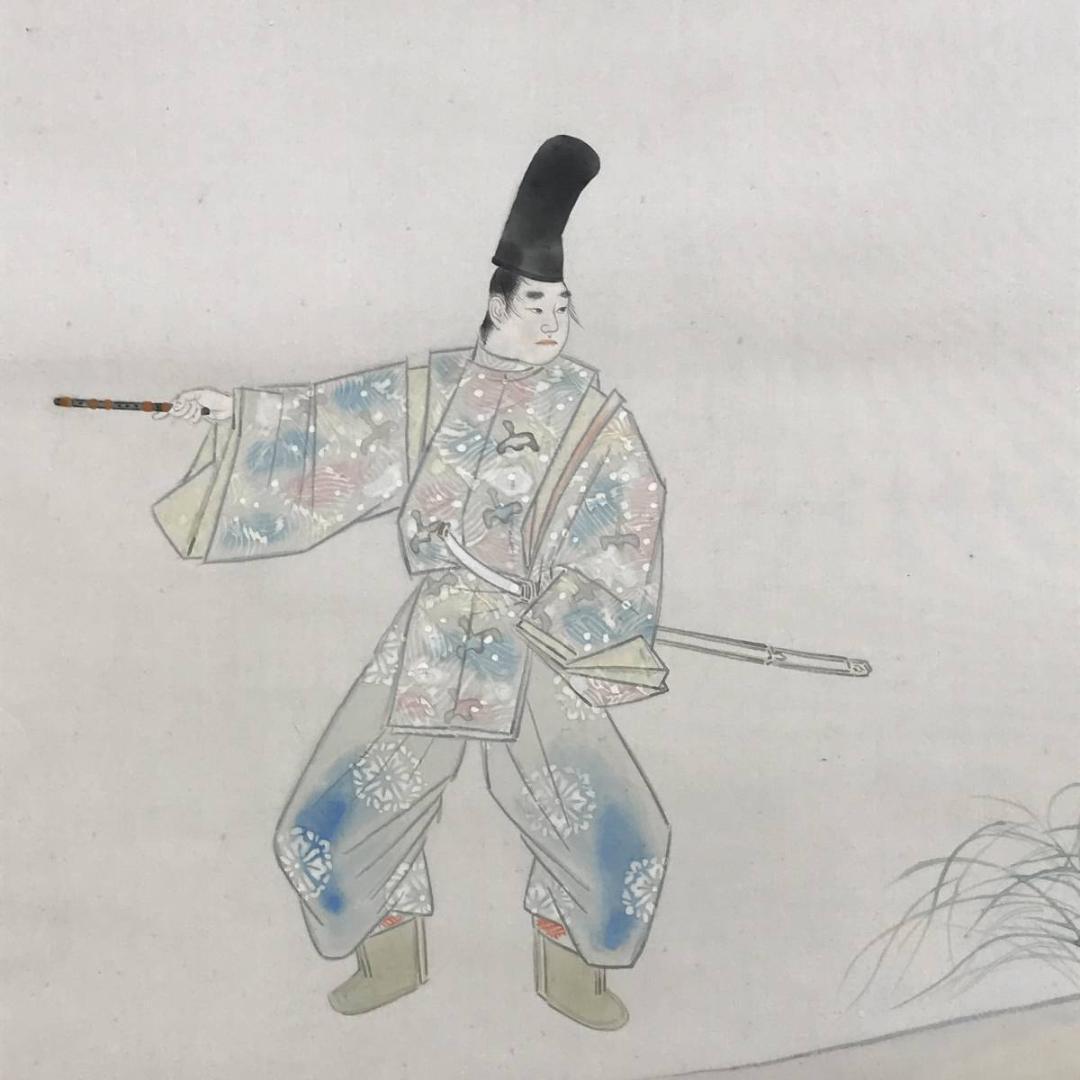 【真作】福田恵一/市原野図/人物図/横物/掛軸/名家伝来/AD-668