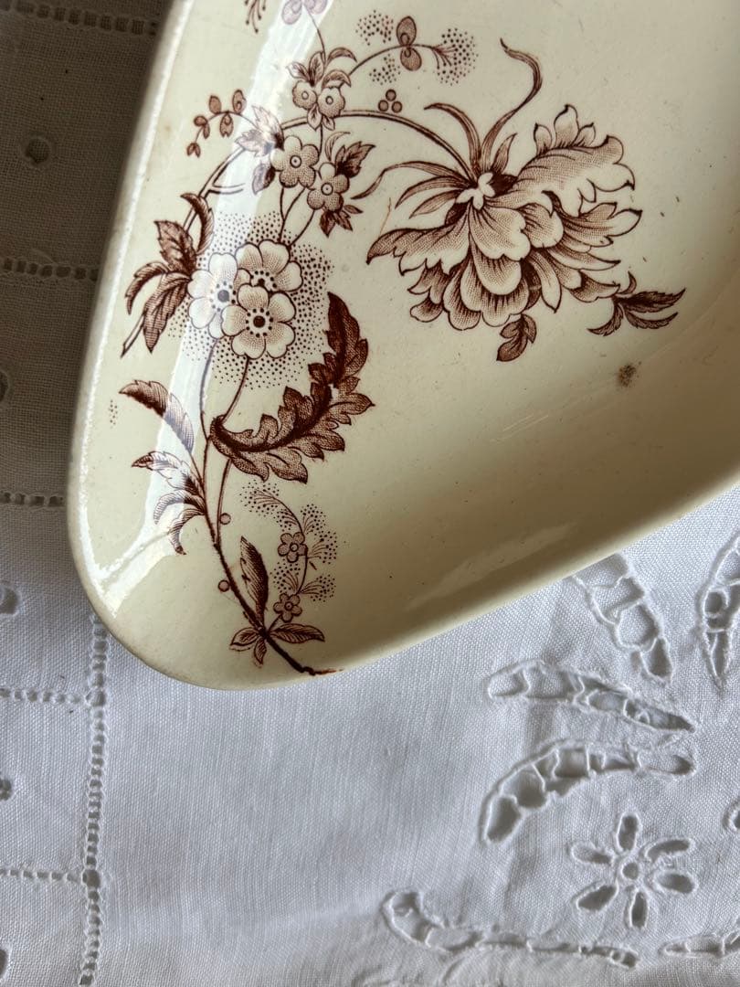 ブラウン　ラヴィエ セピア　ボタニカル　ジャポニズム　　フランス　アンティーク