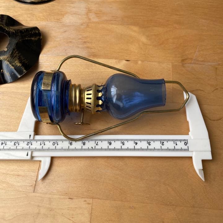 レア　オイルランプ　2個　天秤型　青　ガラス　薔薇　骨董　ランタン　年代不明