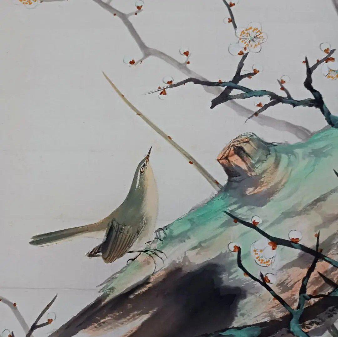 レア! 【うぐいすと白梅】古い掛軸 絵 日本画美術 花鳥風月 インテリア