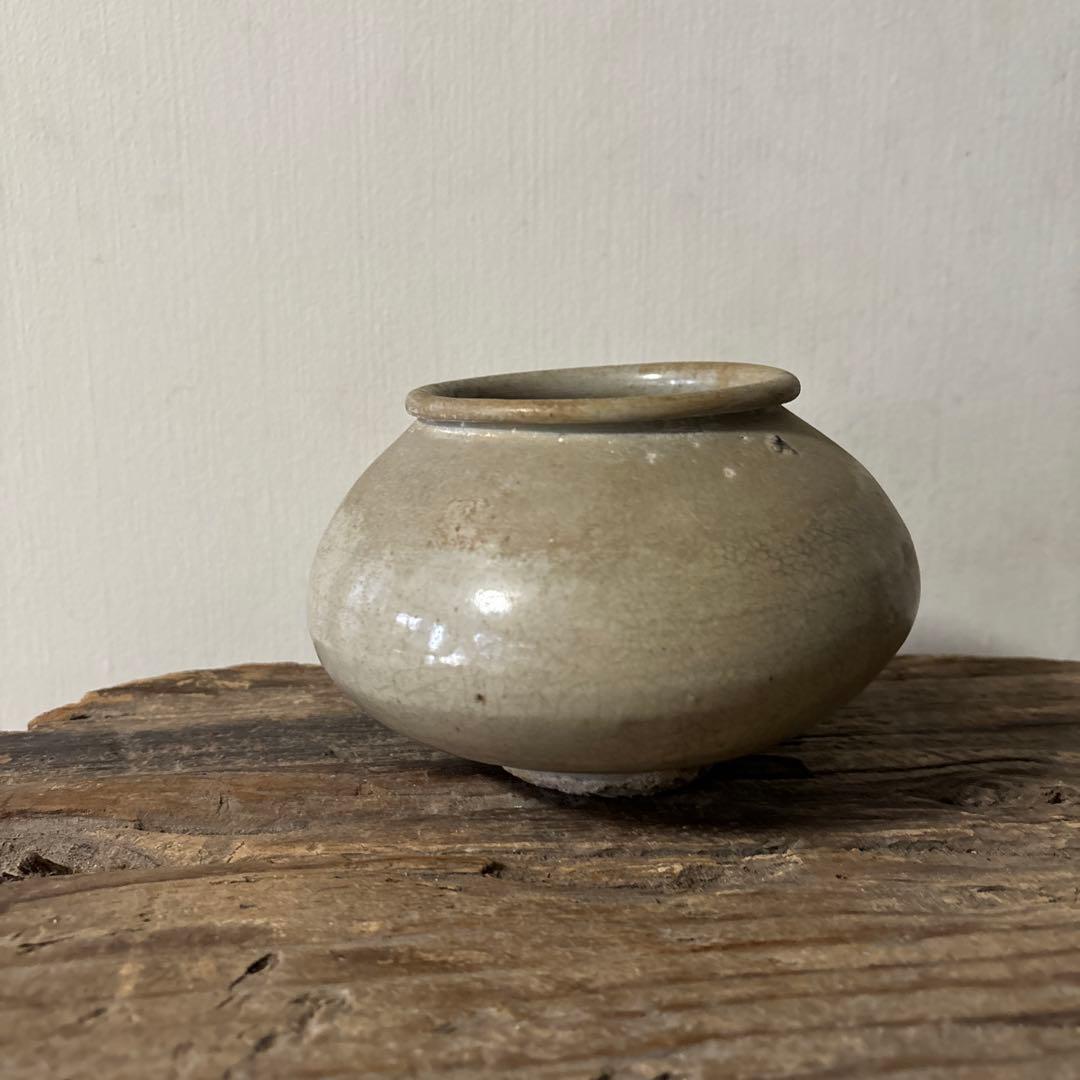 李朝壷　丸壷　白磁　塩笥壺　韓国骨董品.スッカラ.アンティーク.古民芸.立原正秋