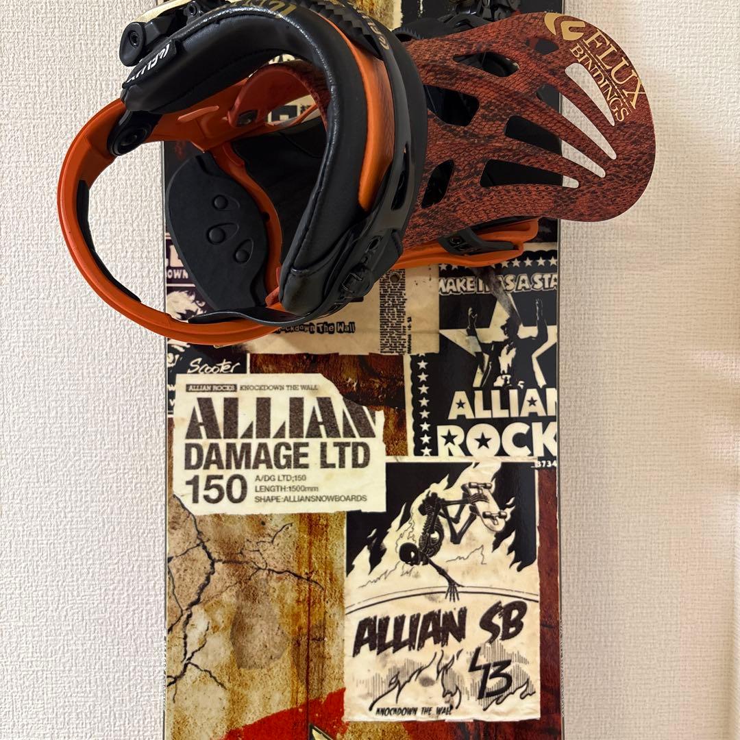 ALLIAN DAMAGE 150 スノーボード FLUX ビンディング セット