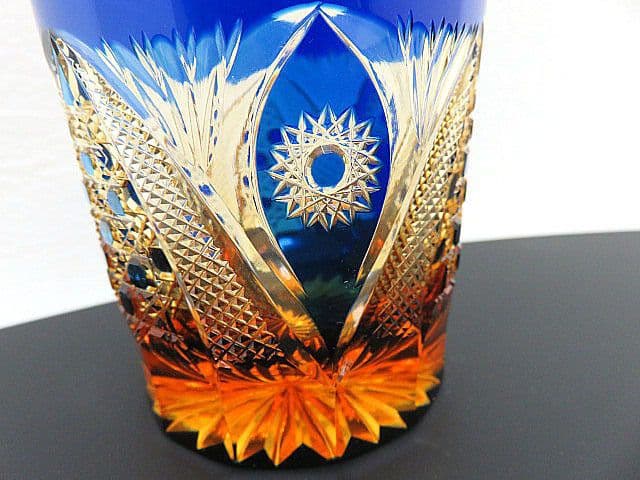 ぱ*だ様 未使用品　黒木国昭作　綾切子　オールドファッショングラス　共箱付き　現