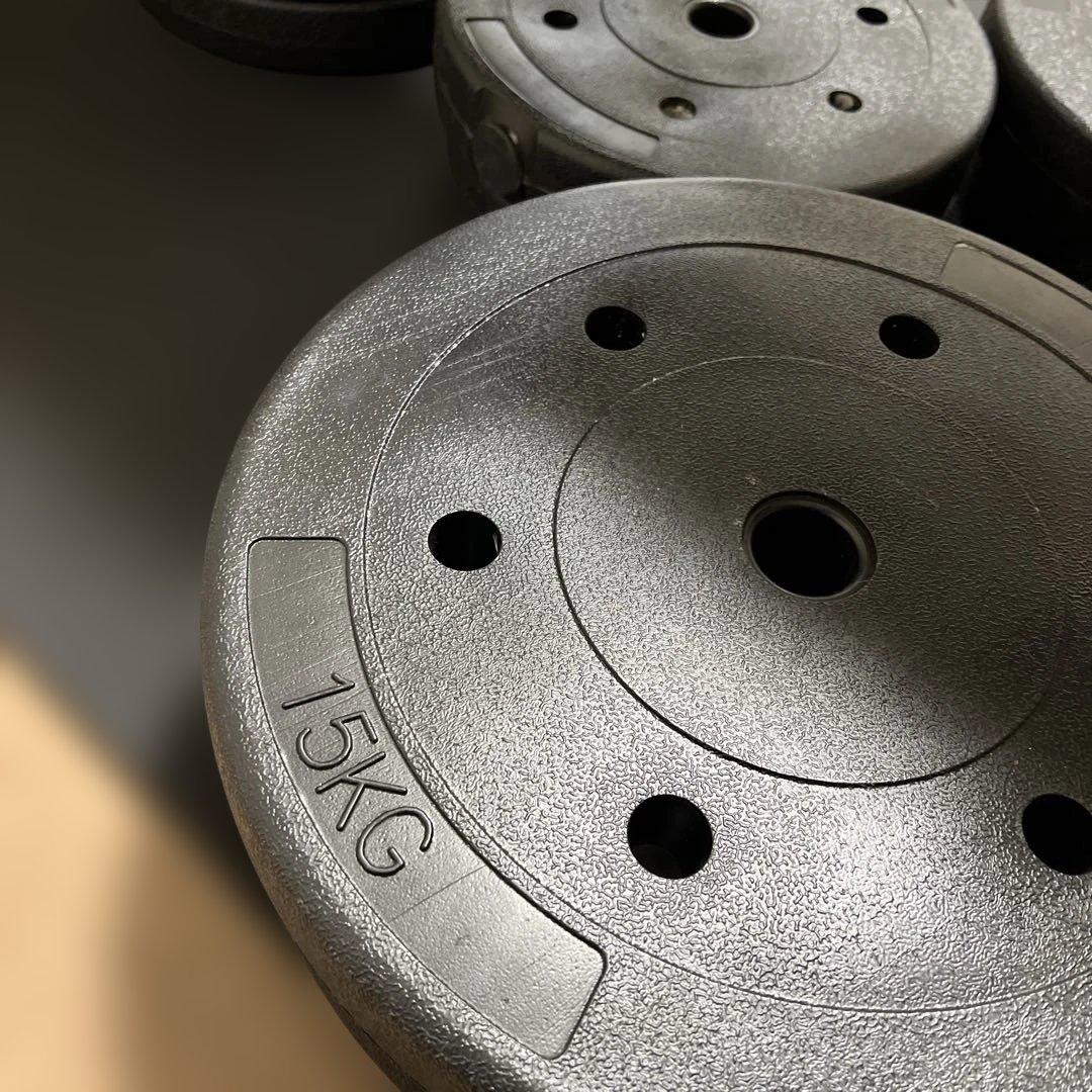 【美品】トレーニングベンチ バーベル・ウェイトプレート付き 80kg